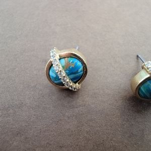 Turquoise with diamond like stone accent studs